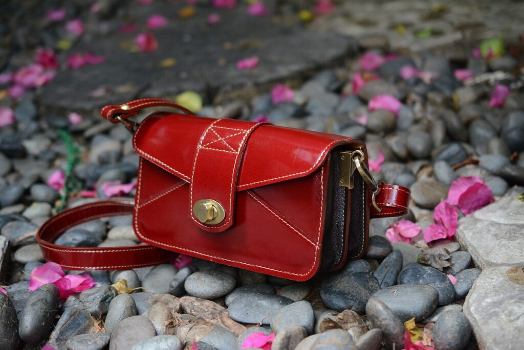 red, bag, handbag